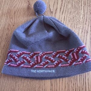 The North Face Kids Gray and Red Patterned Beanie